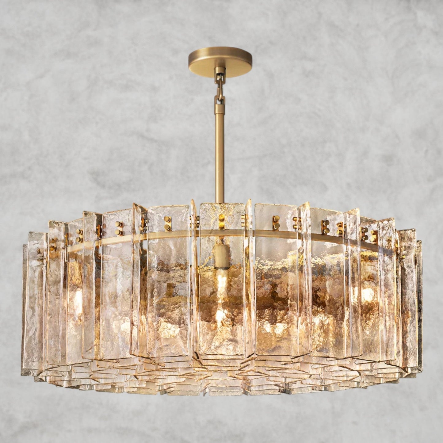 Lattice Smoke Glass Round Chandelier 37", 48"