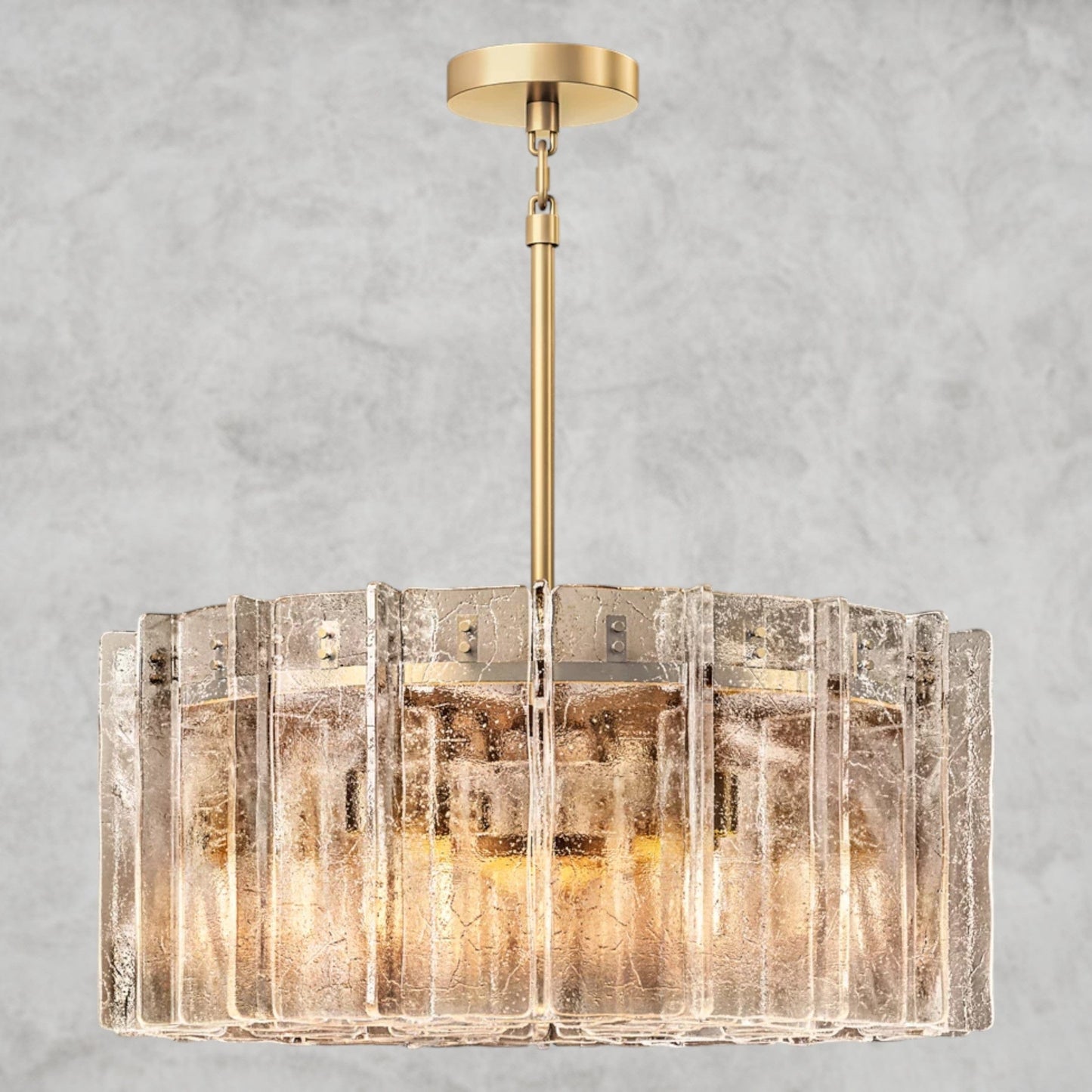 Lattice Smoke Glass Round Chandelier 37", 48"