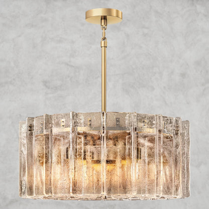 Lattice Smoke Glass Round Chandelier 37", 48"