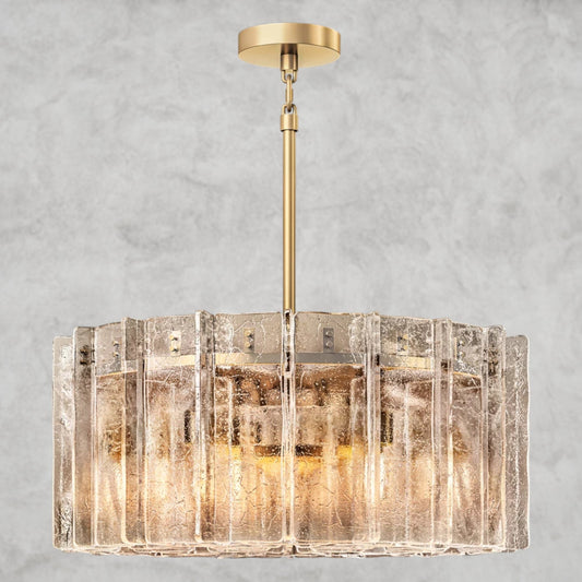 Lattice Smoke Glass Round Chandelier 37", 48"
