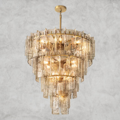 Lattice Smoke Glass Tiered Round Chandelier 36", 47"