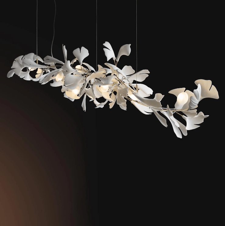 Linear Ginkgo Ceramic Chandelier for Dining Room/Kitchen Island