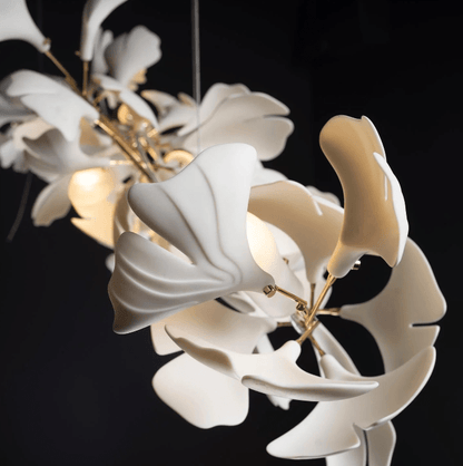 Linear Ginkgo Ceramic Chandelier for Dining Room/Kitchen Island