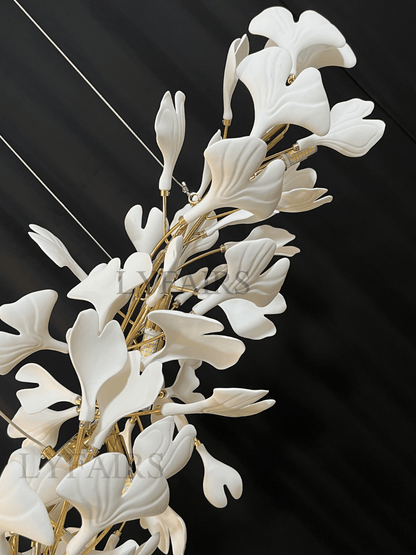 Linear Ginkgo Ceramic Chandelier for Dining Room/Kitchen Island