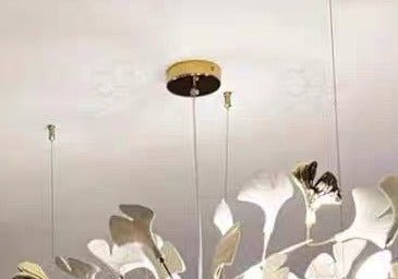 Linear Ginkgo Ceramic Chandelier for Dining Room/Kitchen Island
