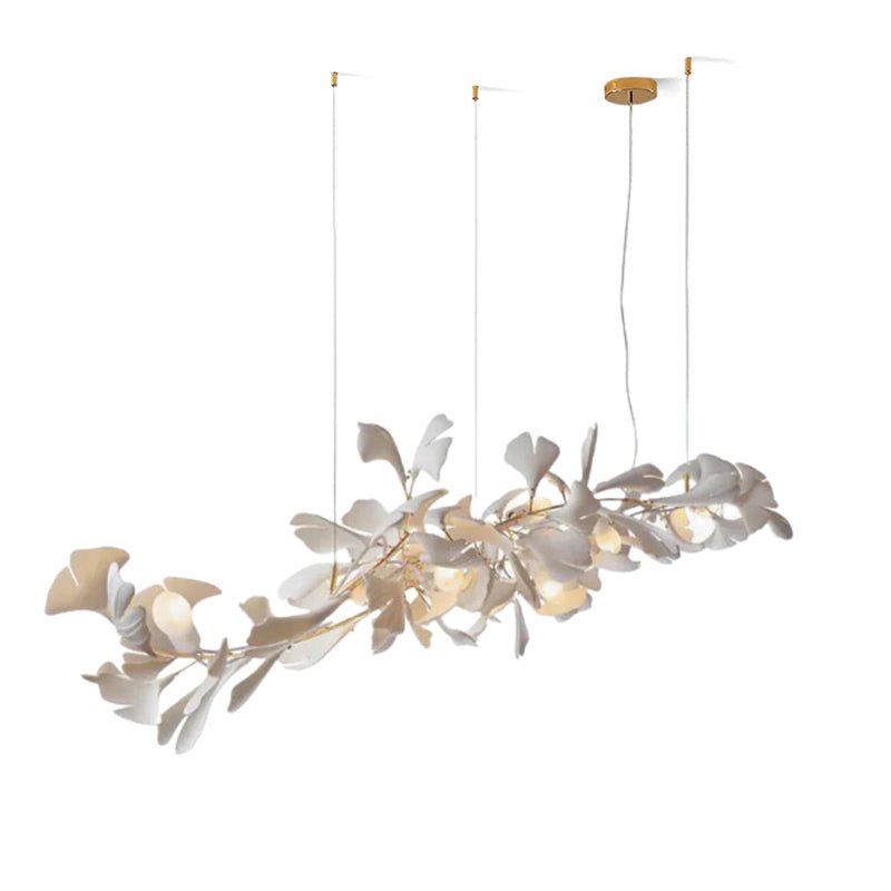 Linear Ginkgo Ceramic Chandelier for Dining Room/Kitchen Island
