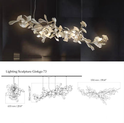 Linear Ginkgo Ceramic Chandelier for Dining Room/Kitchen Island