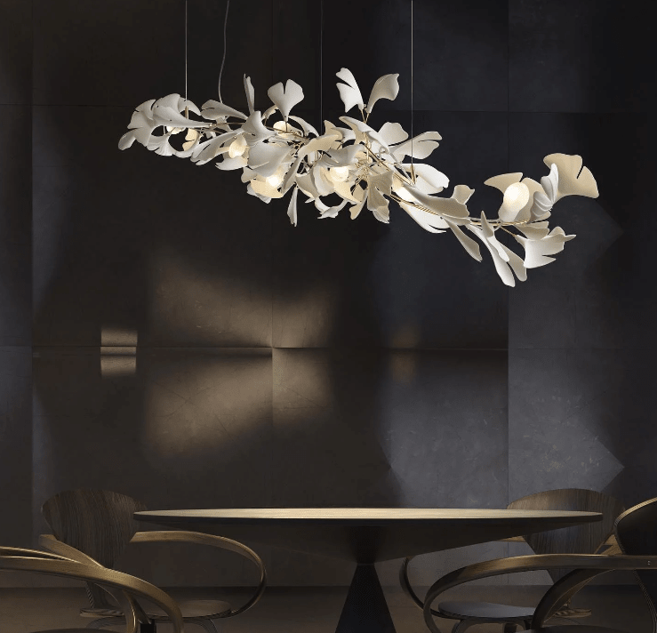 Linear Ginkgo Ceramic Chandelier for Dining Room/Kitchen Island