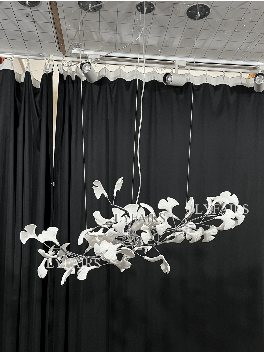 Linear Ginkgo Ceramic Chandelier for Dining Room/Kitchen Island