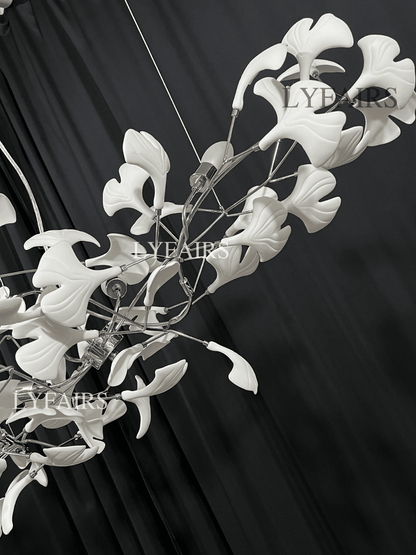 Linear Ginkgo Ceramic Chandelier for Dining Room/Kitchen Island