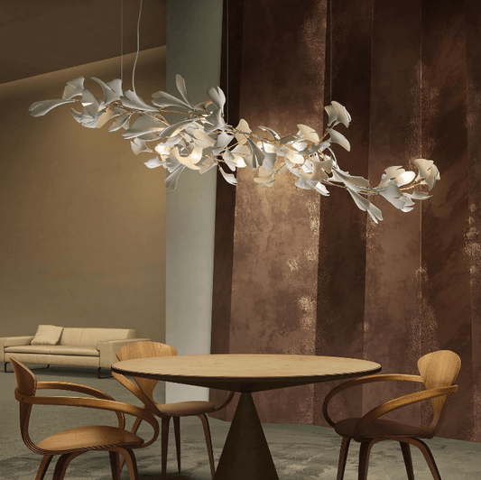 Linear Ginkgo Ceramic Chandelier for Dining Room/Kitchen Island