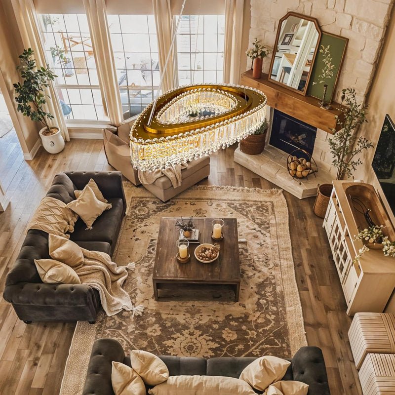 Lohan 31.5" Modern LED Crystal Chandelier for Dining Room, Kitchen Island, Living Room, Bedroom, Foyer