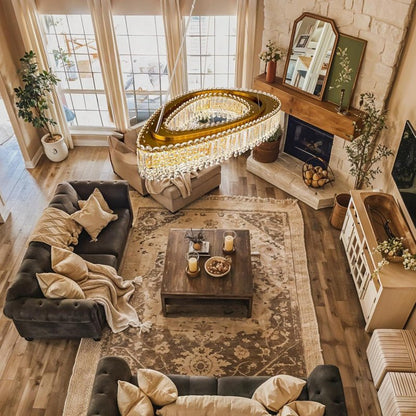 Lohan 31.5" Modern LED Crystal Chandelier for Dining Room, Kitchen Island, Living Room, Bedroom, Foyer