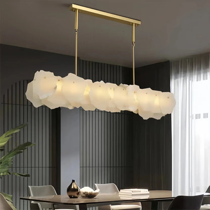 Luxury Alabaster Flakes Linear Chandelier Hanging Rod Light