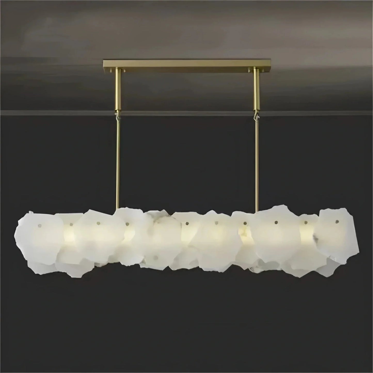 Luxury Alabaster Flakes Linear Chandelier Hanging Rod Light