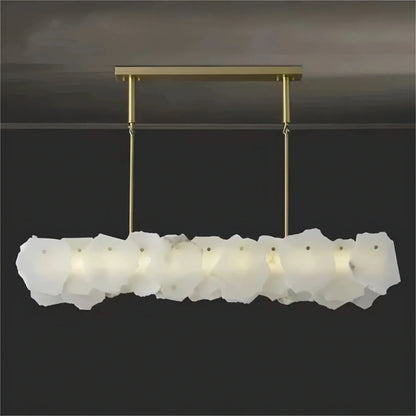 Luxury Alabaster Flakes Linear Chandelier Hanging Rod Light