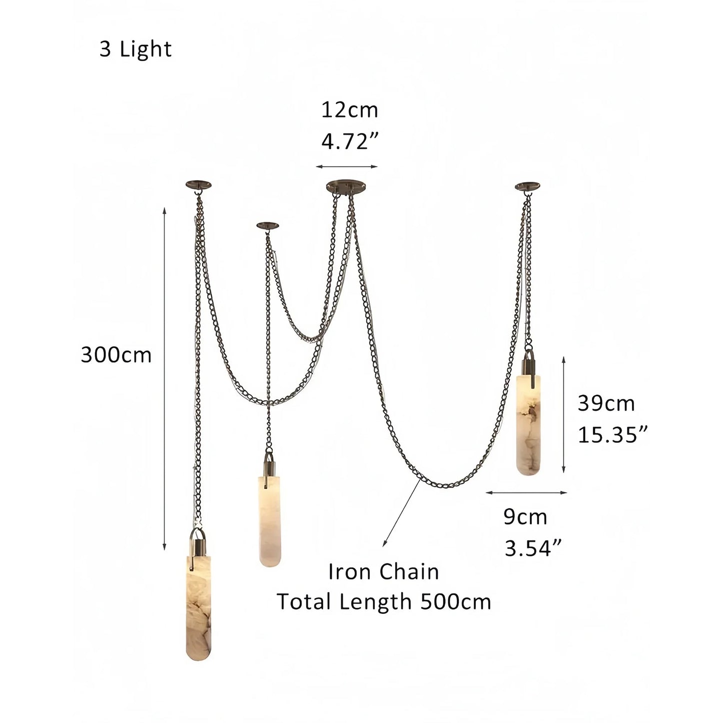 Luxury Alabaster Flint 3-Light LED Multi-Drop Pendant Light