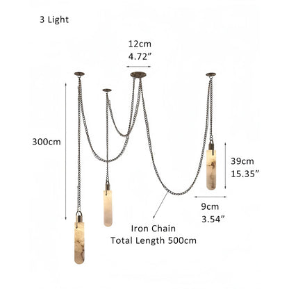 Luxury Alabaster Flint 3-Light LED Multi-Drop Pendant Light