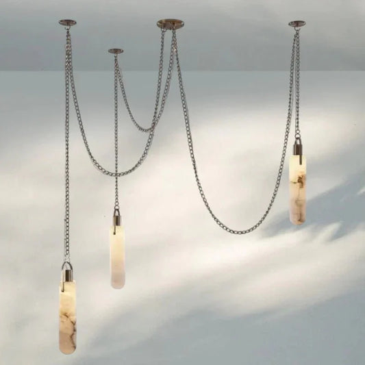 Luxury Alabaster Flint 3-Light LED Multi-Drop Pendant Light