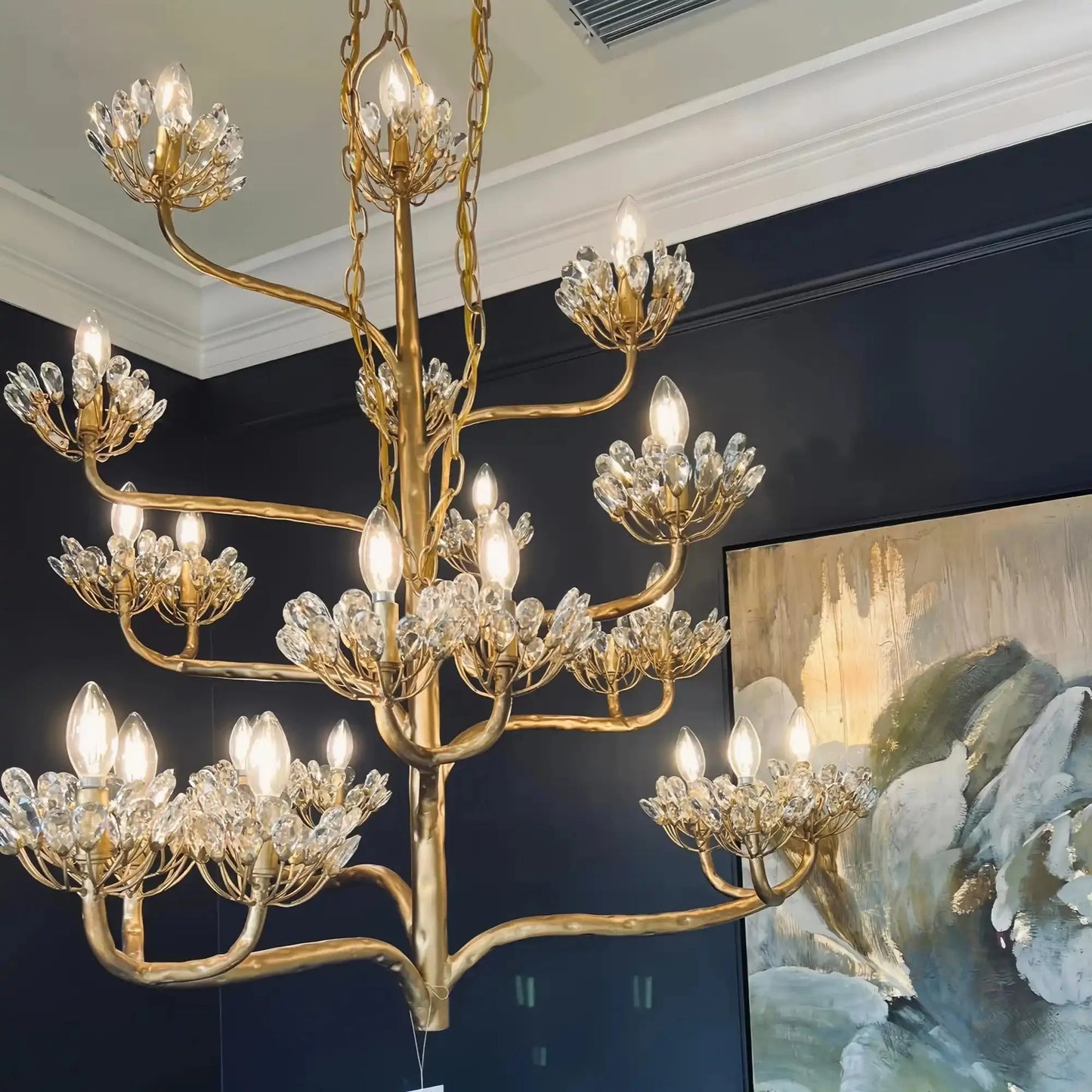 Luxury Branch Flower Chandelier in Gold for Living Room Staircase and Bedroom Lighting