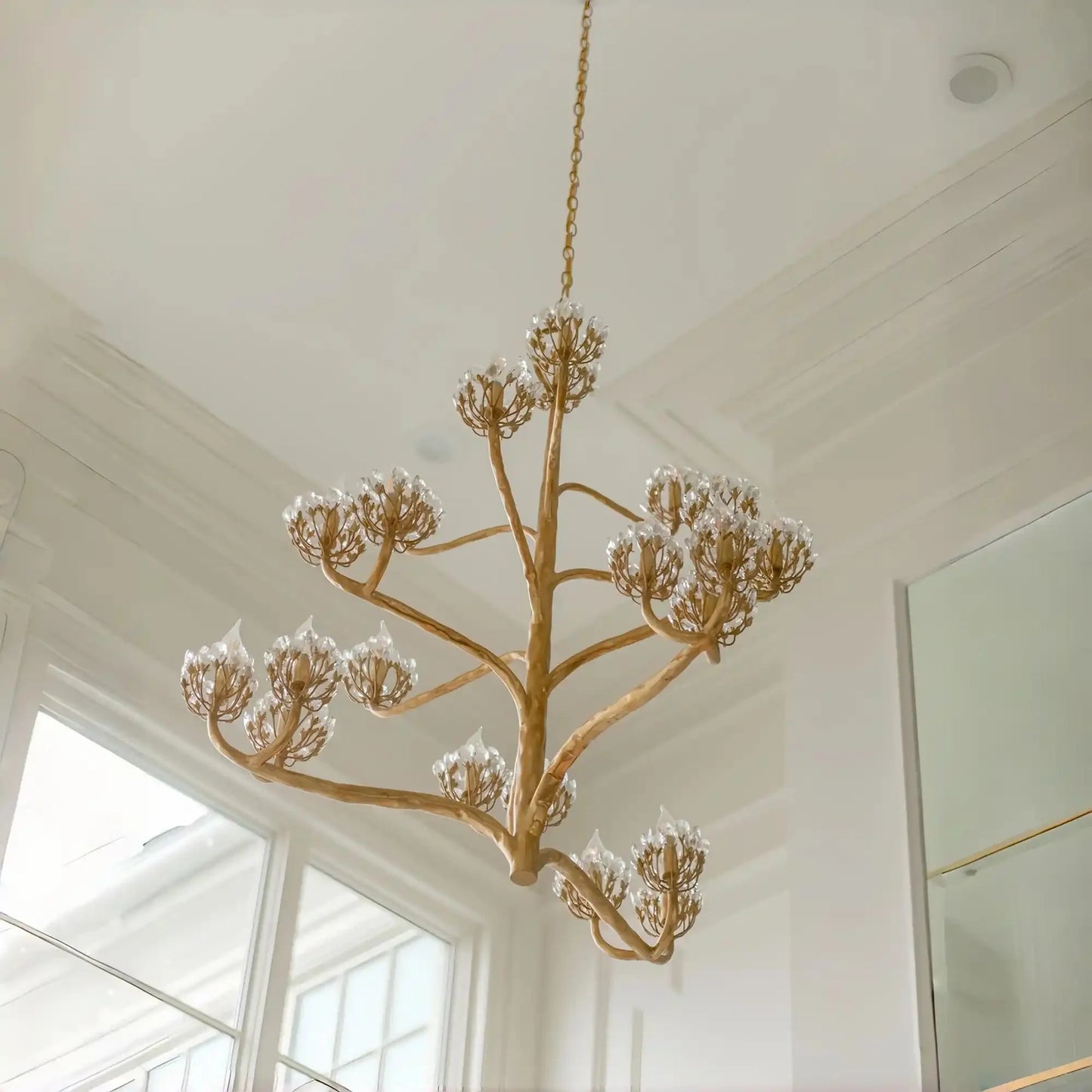 Luxury Branch Flower Chandelier in Gold for Living Room Staircase and Bedroom Lighting