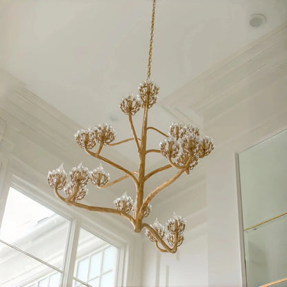 Luxury Branch Flower Chandelier in Gold for Living Room Staircase and Bedroom Lighting