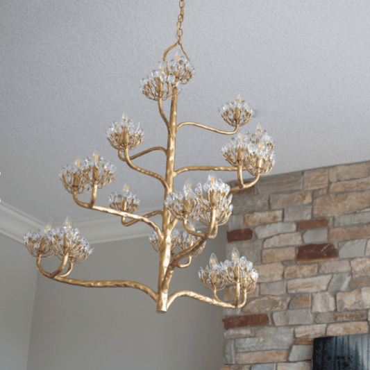 Luxury Branch Flower Chandelier in Gold for Living Room Staircase and Bedroom Lighting