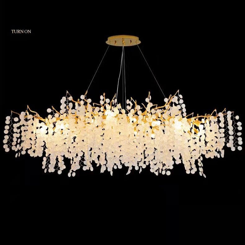 Luxury Branches Crystal Frosted Glass Chandelier Set for Living and Dining Room