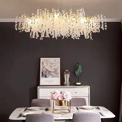Luxury Branches Crystal Frosted Glass Chandelier Set for Living and Dining Room
