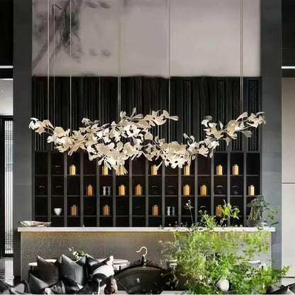 Luxury Ceramic Ginkgo Linear Chandelier