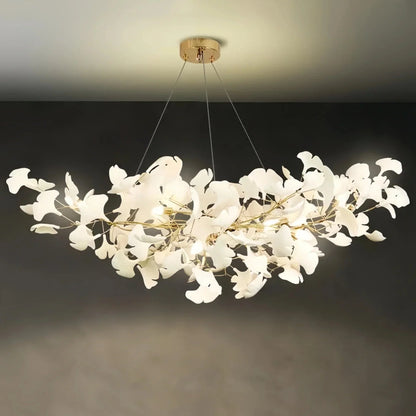 Luxury Ceramic Ginkgo Linear Chandelier
