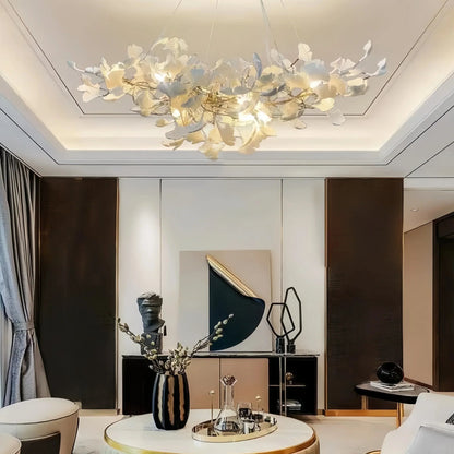 Luxury Ceramic Ginkgo Linear Chandelier