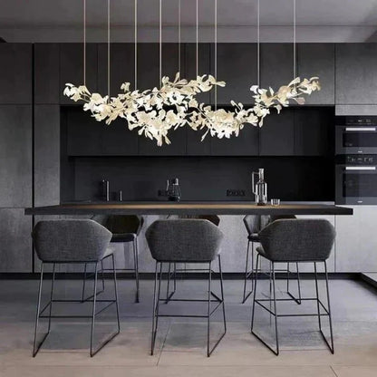 Luxury Ceramic Ginkgo Linear Chandelier