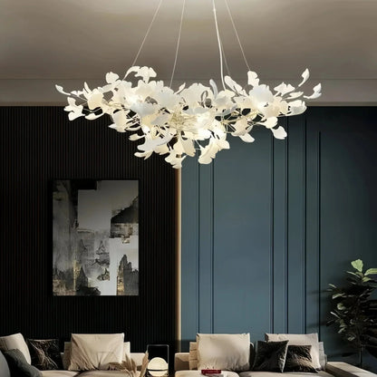 Luxury Ceramic Ginkgo Linear Chandelier
