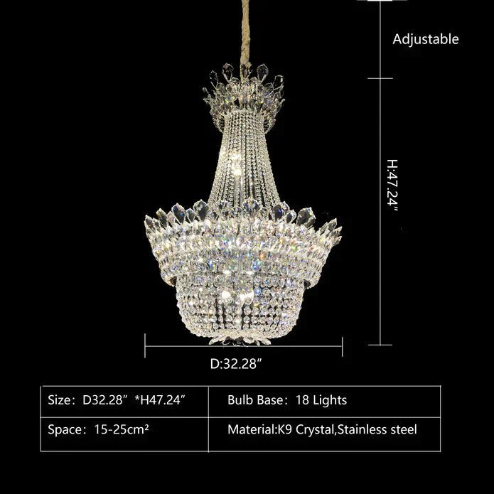 Luxury Empire Branch Crystal Chandelier Pendant Light for Entryway and Foyer