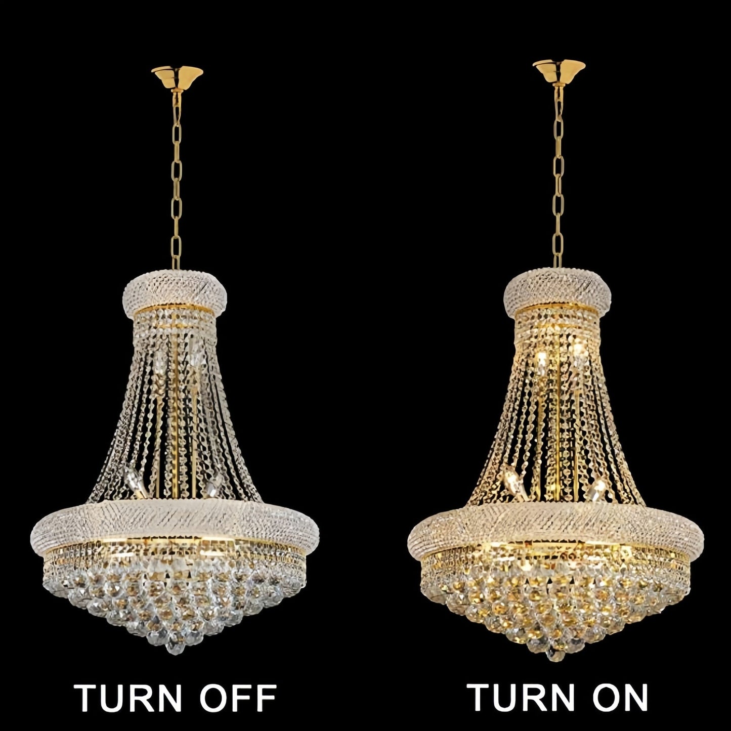 Luxury Empire Foyer K9 Crystal Chandelier Light Fixture In Gold/ Chrome Finish