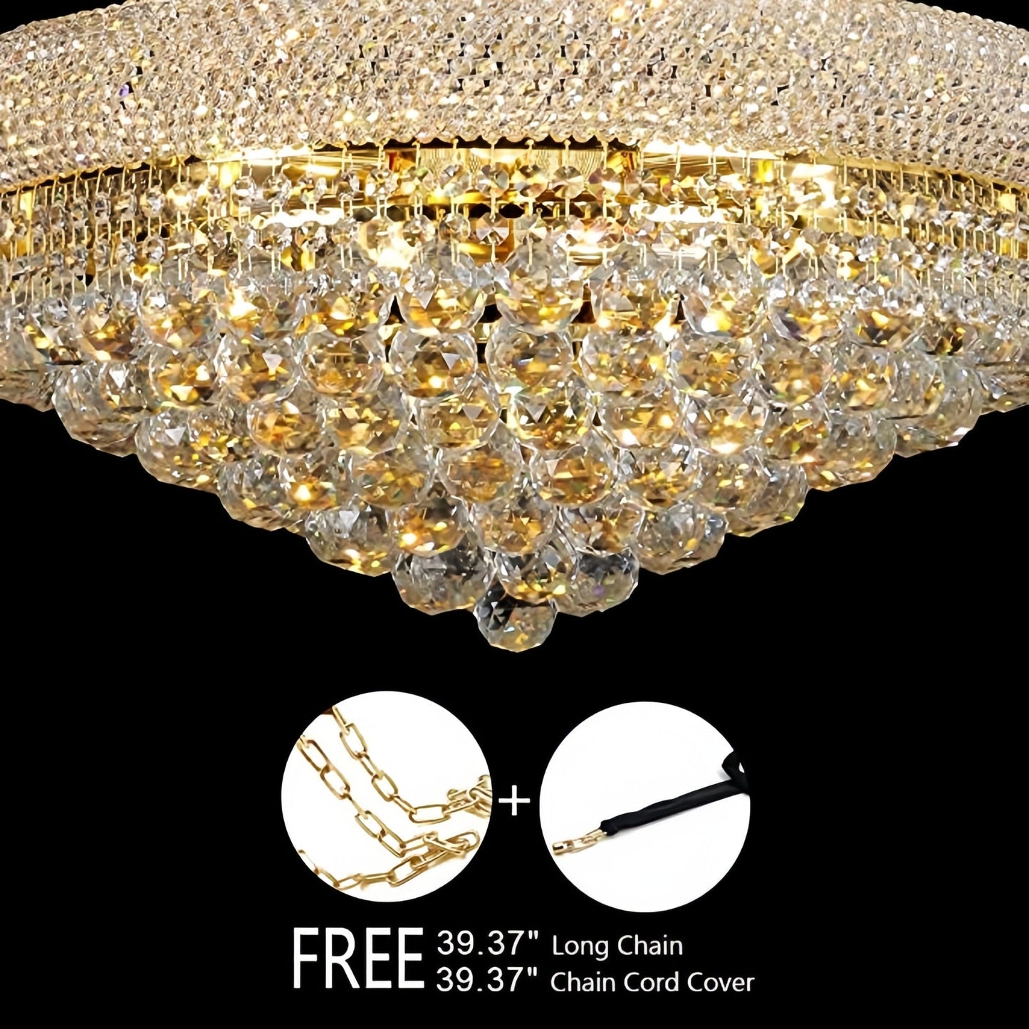 Luxury Empire Foyer K9 Crystal Chandelier Light Fixture In Gold/ Chrome Finish