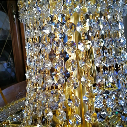 Luxury Empire Foyer K9 Crystal Chandelier Light Fixture In Gold/ Chrome Finish