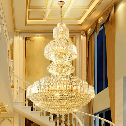 Luxury Extra Large Crystal Chandelier Round Ceiling Light Fixture for Foyer, Entryway & Entrance