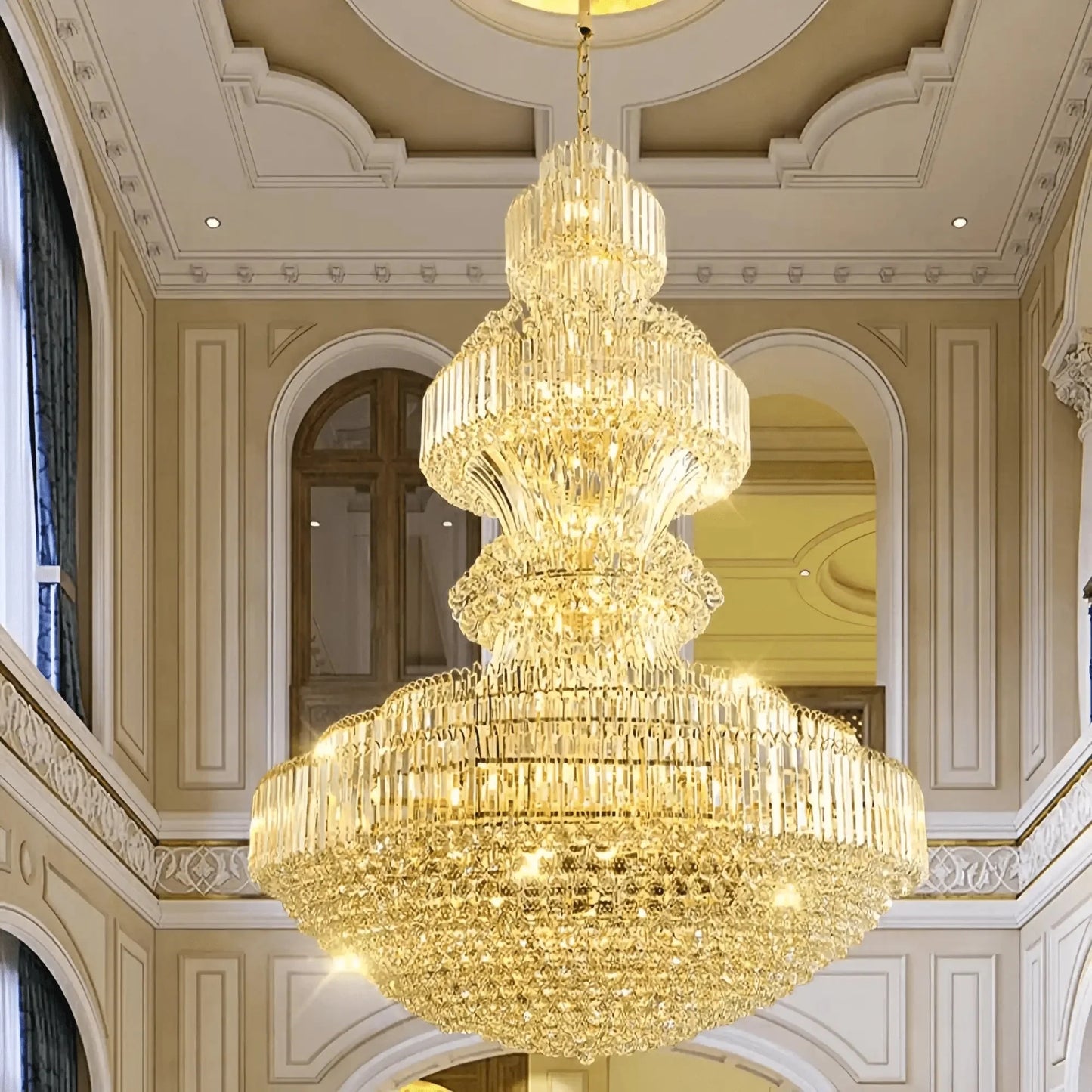 Luxury Extra Large Crystal Chandelier Round Ceiling Light Fixture for Foyer, Entryway & Entrance