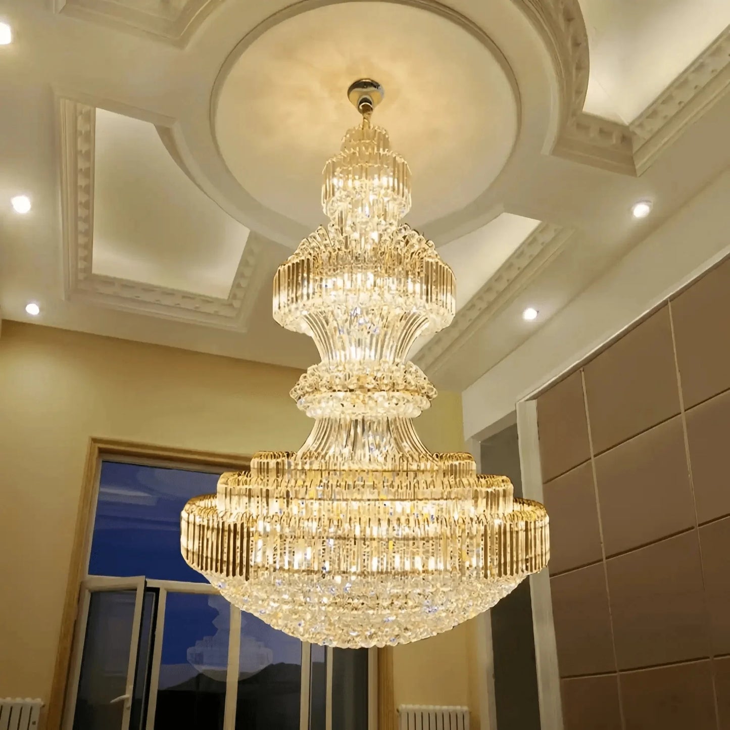 Luxury Extra Large Crystal Chandelier Round Ceiling Light Fixture for Foyer, Entryway & Entrance