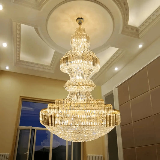 Luxury Extra Large Crystal Chandelier Round Ceiling Light Fixture for Foyer, Entryway & Entrance