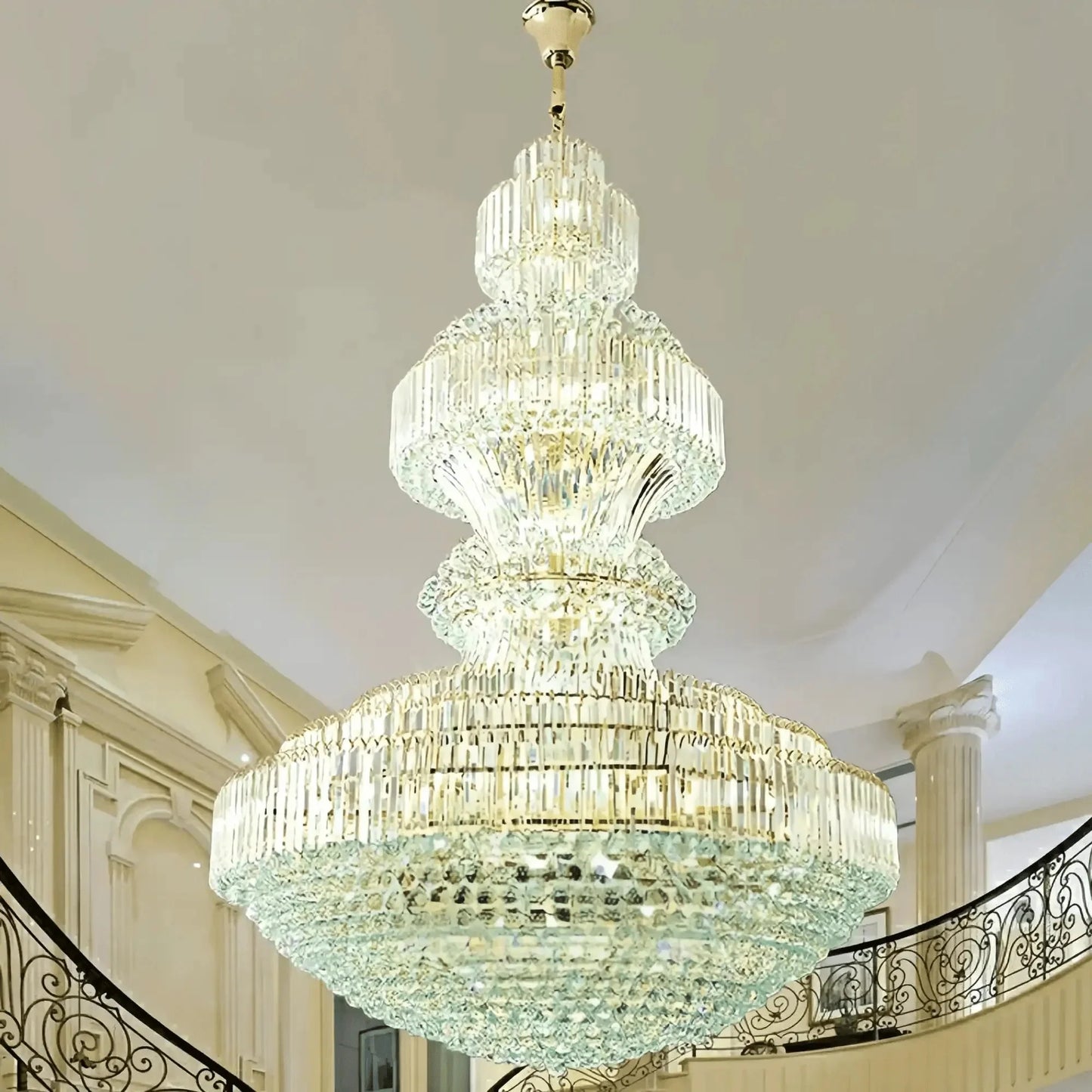 Luxury Extra Large Crystal Chandelier Round Ceiling Light Fixture for Foyer, Entryway & Entrance