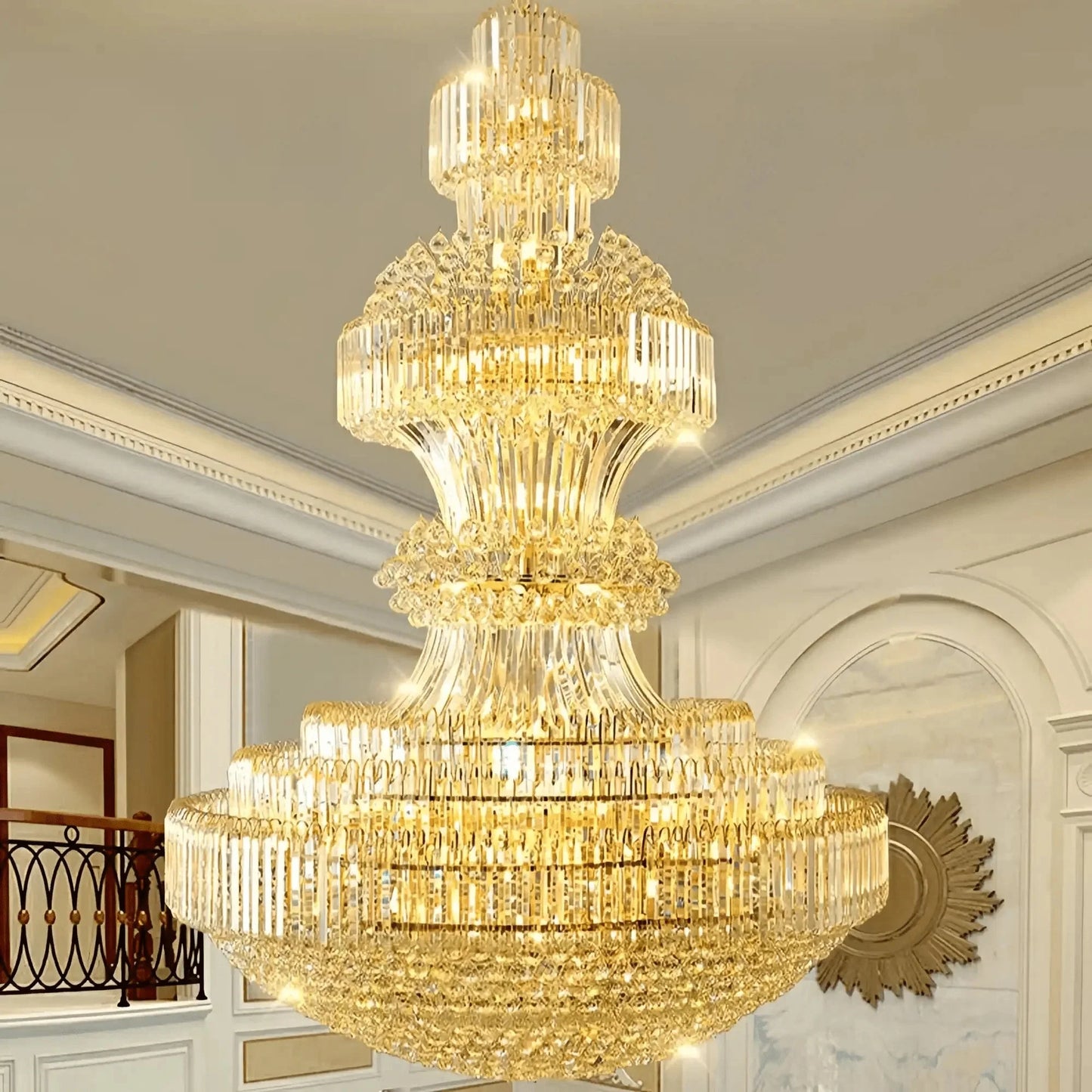 Luxury Extra Large Crystal Chandelier Round Ceiling Light Fixture for Foyer, Entryway & Entrance