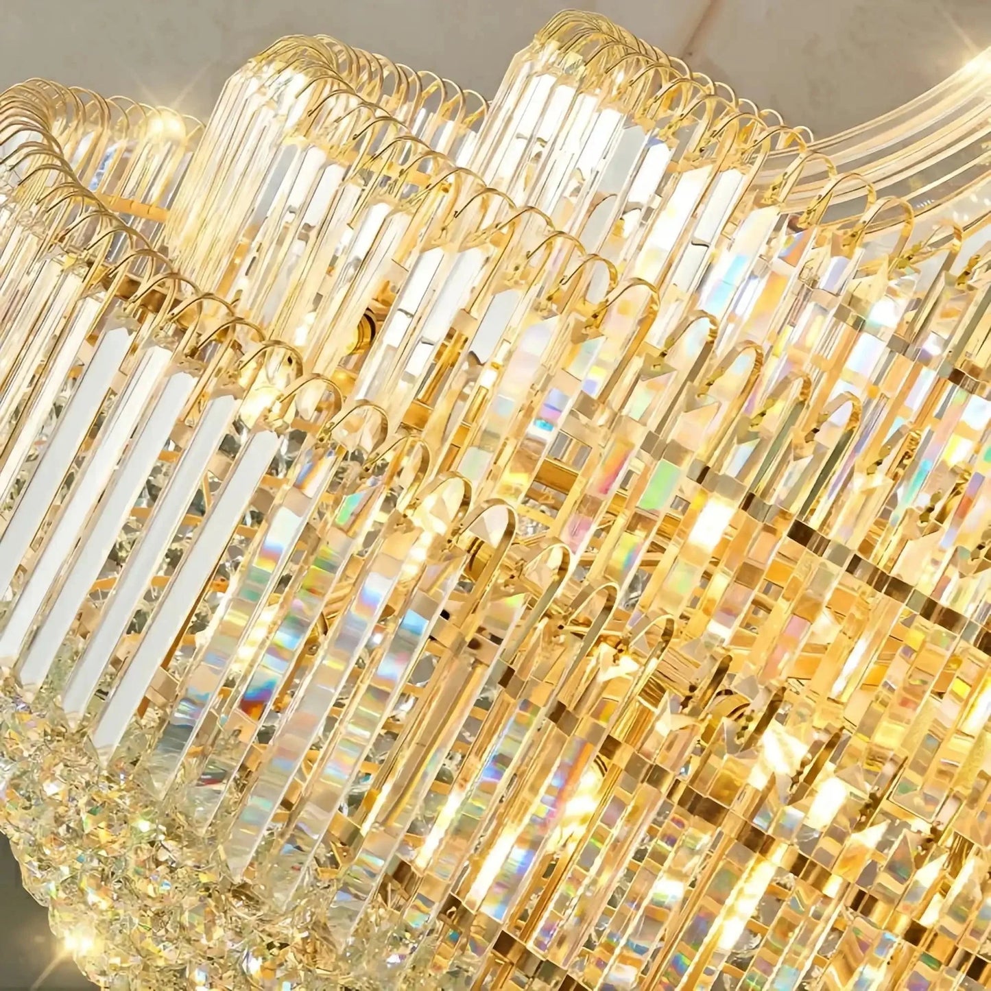 Luxury Extra Large Crystal Chandelier Round Ceiling Light Fixture for Foyer, Entryway & Entrance