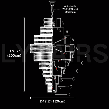 Luxury Extra Large Plaza Multi-Tier Crystal Chandelier For Hotel Hall / 2 Story Foyer / High Ceiling Living Room