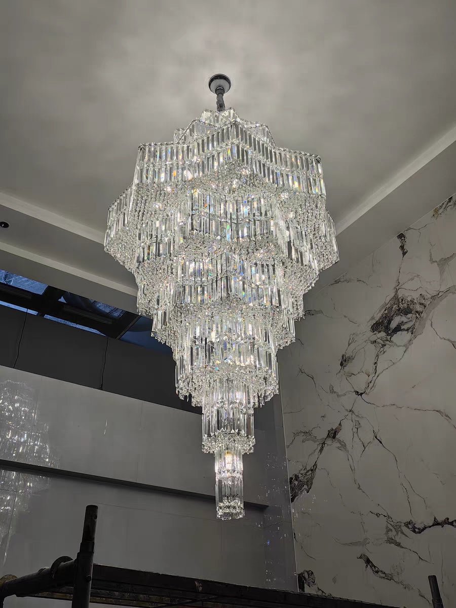 Luxury Extra Large Plaza Multi-Tier Crystal Chandelier For Hotel Hall / 2 Story Foyer / High Ceiling Living Room