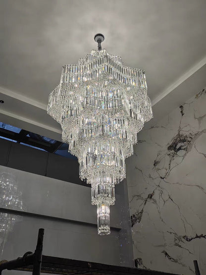 Luxury Extra Large Plaza Multi-Tier Crystal Chandelier For Hotel Hall / 2 Story Foyer / High Ceiling Living Room