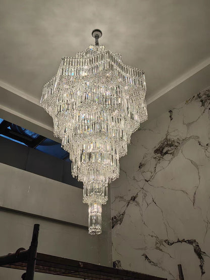 Luxury Extra Large Plaza Multi-Tier Crystal Chandelier For Hotel Hall / 2 Story Foyer / High Ceiling Living Room