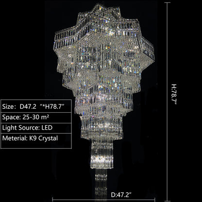 Luxury Extra Large Plaza Multi-Tier Crystal Chandelier For Hotel Hall / 2 Story Foyer / High Ceiling Living Room